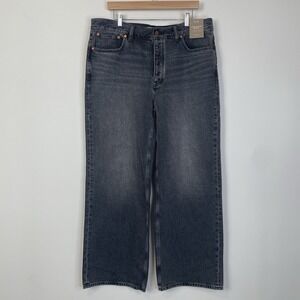 Madewell Low-Slung Baggy Jeans Kingswood‎ Wash Size 31 NS357 Rigid Gray Black